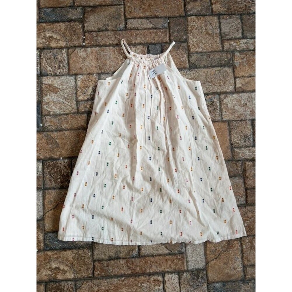 Gap Kids Cream Rainbow Shimmer 100% Cotton Slip Tank Dress